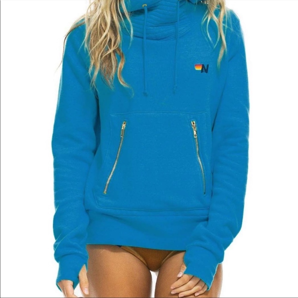 Aviator Nation Ninja Hoodie in Ocean, NWT size XS